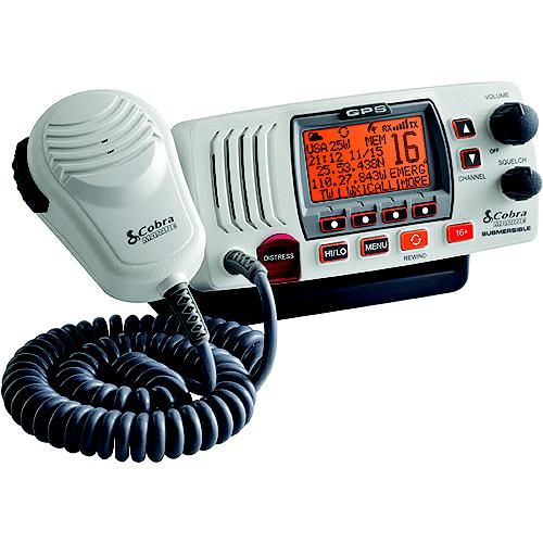 Cobra MR F77 Fixed Mount Class D VHF Radio With Built-In GPS Receiver (Includes Flush Mount and Fixed Mount Kits), White