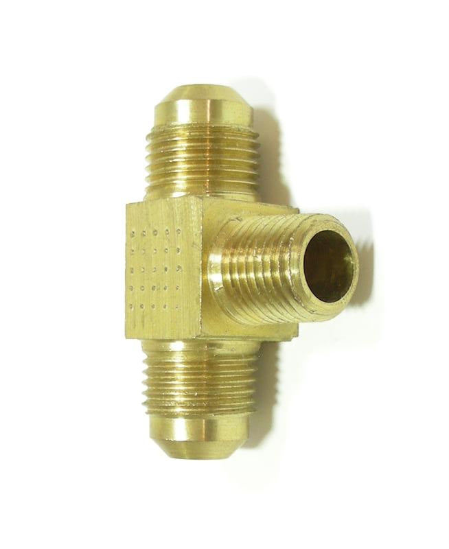 3/8" Flare x 1/4"mip Branch Tee, Brass, 10-210