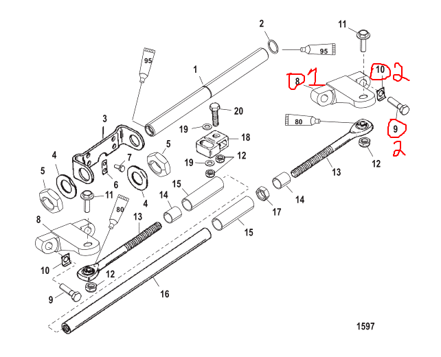 STEERING ARM EXTENSION KIT, Quicksilver 17729A1