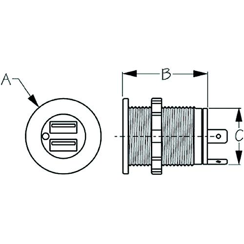 SeaDog 4265151 Double USB 12V-24V Input Power Socket