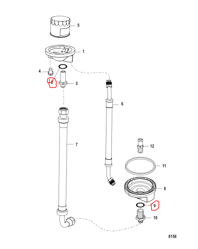 Seal, Oil Filter Adaptor & Swivel Brkt. Quicksilver 42077