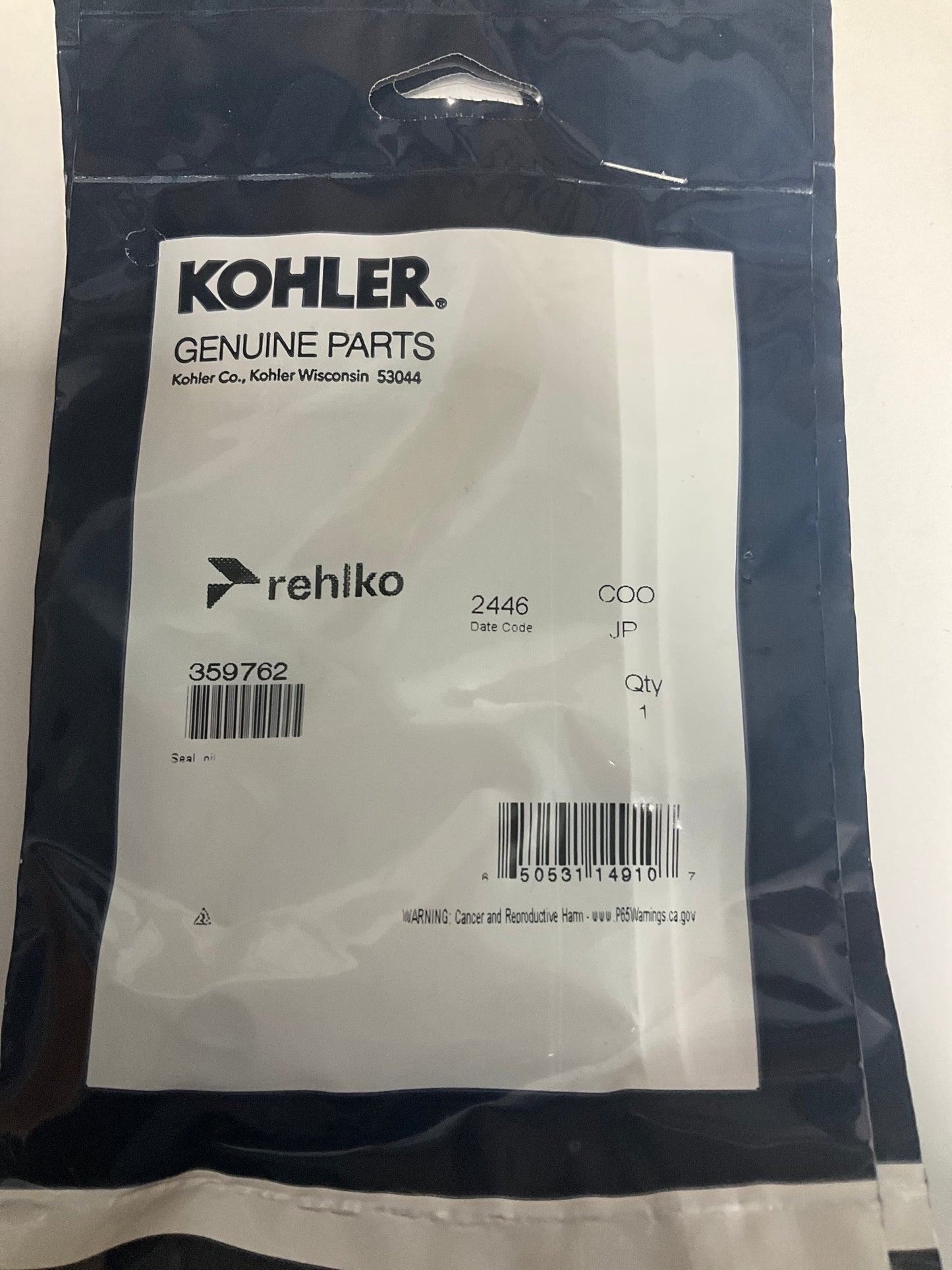 Kohler 359762 OEM Valve Seal