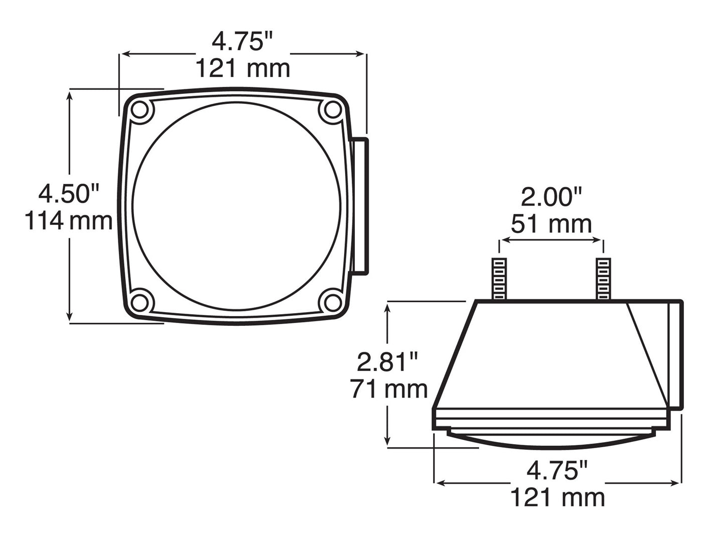 Under 80″ Combination Rear Light; with license light.