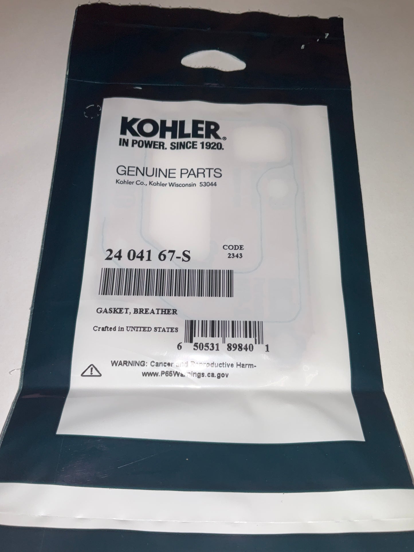 Kohler 24 041 67-S Gasket, breather
