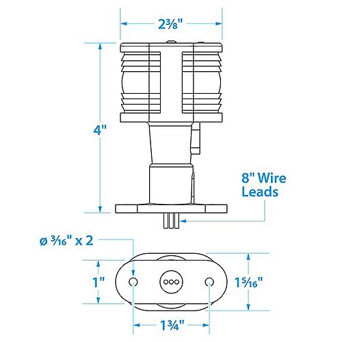 Seachoice All-Round Light, Masthead, Sail Boat Navigation, 3 In. Tall (1183DP0CHR)