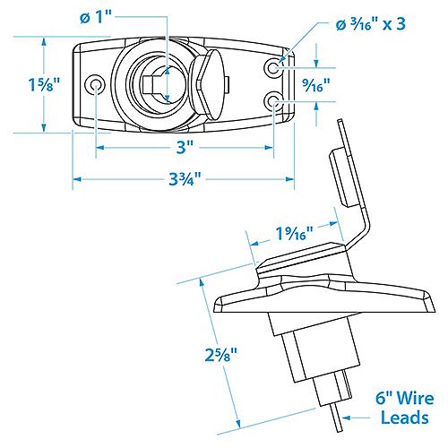 Seachoice Chrome-Plated Spare Light Base Assembly, Plug In, Waterproof Snap-On Cover