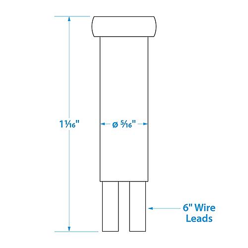Seachoice Incandescent Red Indicator Light, 14V, 6 in. Lead Wires, 5/16 in. Light