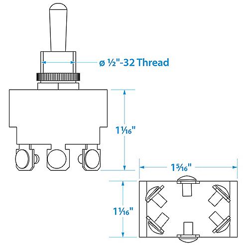 Seachoice 3-Position Heavy Duty Toggle Switch, On/Off/On