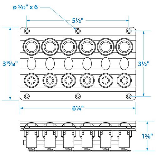 Seachoice LED 12V 6-Switch Distibution Panel, Pre-Wired, Boat Panel Mount