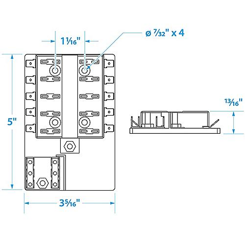 Ato/Atc Fuse Seachoice Fuse Block ATO/ATC, 10 Gang Ground Bar 12V Block-10 Gang