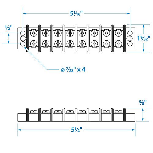 Seachoice Terminal Block, 8-Gang, Brass Clips and Contacts
