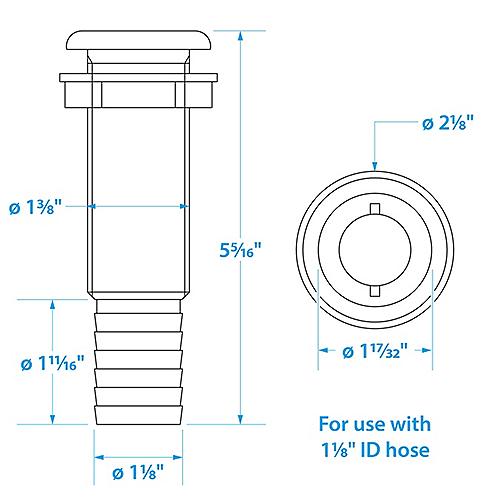 X Long Thruhull 1-1/8 Wht Plas