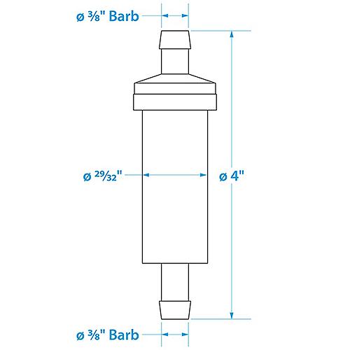 Seachoice in-Line Fuel Filter, 3/8 in., Plastic, Outboard, 20 Micron