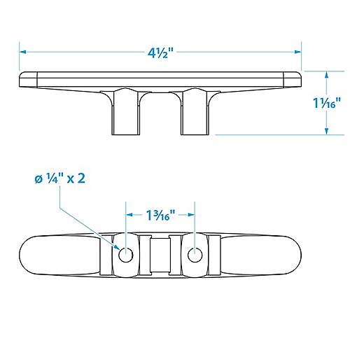 Seachoice 30801 Black Plastic Cleat, 4-1/2" Long