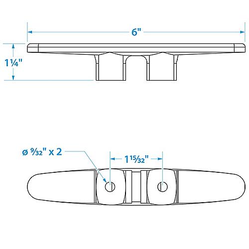 Seachoice 30821 Plastic Open Base 6 In. Boat Dock and Anchor Line Cleat w/ Black Finish