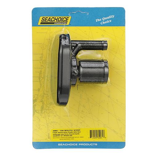 Seachoice 32061 Deck Mount Gas Fill Plate w/ Vent, Hinged Flip-Top, Molded Black Plasti
