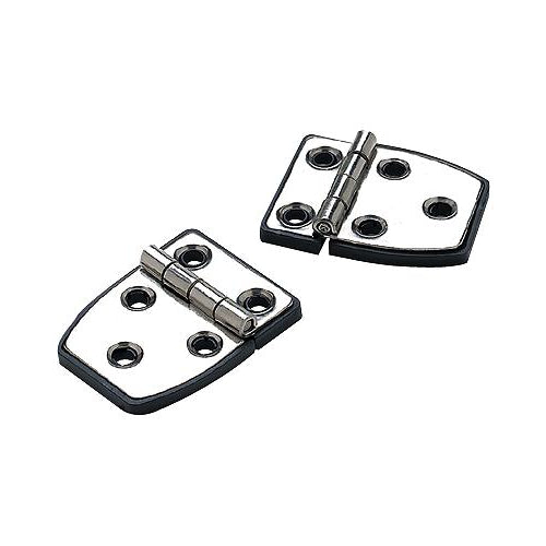 Seachoice 34351 (2) Polished Stainless Steel 3/4" Short Side Hinges with Black Nylon Base Plate