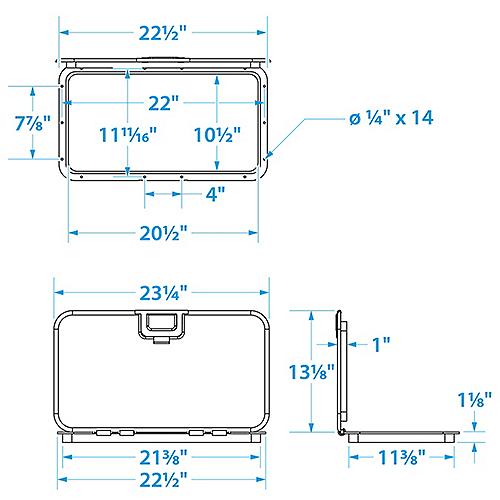 Seachoice 39201 White Offshore Hinged Low-Profile Hatch, 10 In. X 20 In.