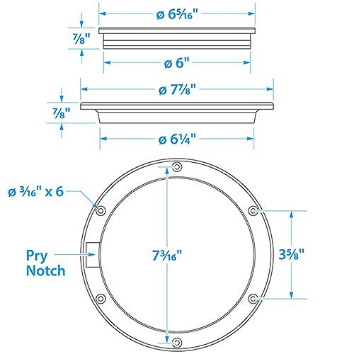 Seachoice 39501 White Pry-Up Deck Plate, Watertight, Up to 6-1/2 in. Diameter Hole