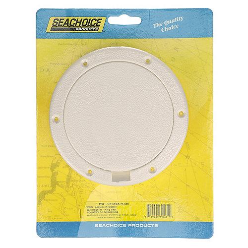Seachoice 39561 White Pry-Up Deck Plate, Watertight, Up to 8-1/2 in. Diameter Hole