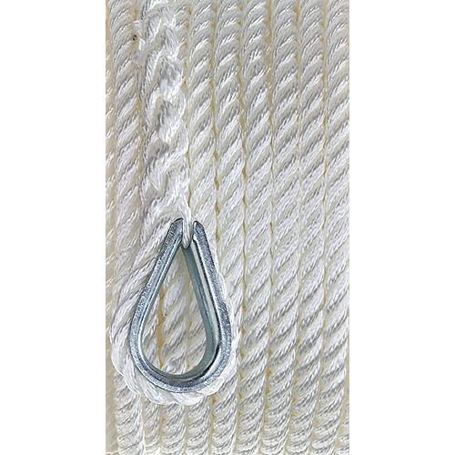 Seachoice Anchor Line Rope, 3-Strand Twisted, White, Nylon, 3/8 In. X 100 Ft.