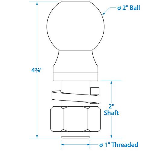 Seachoice 51341 Boat Trailer Coupler Ball 2 in. SAE Class III