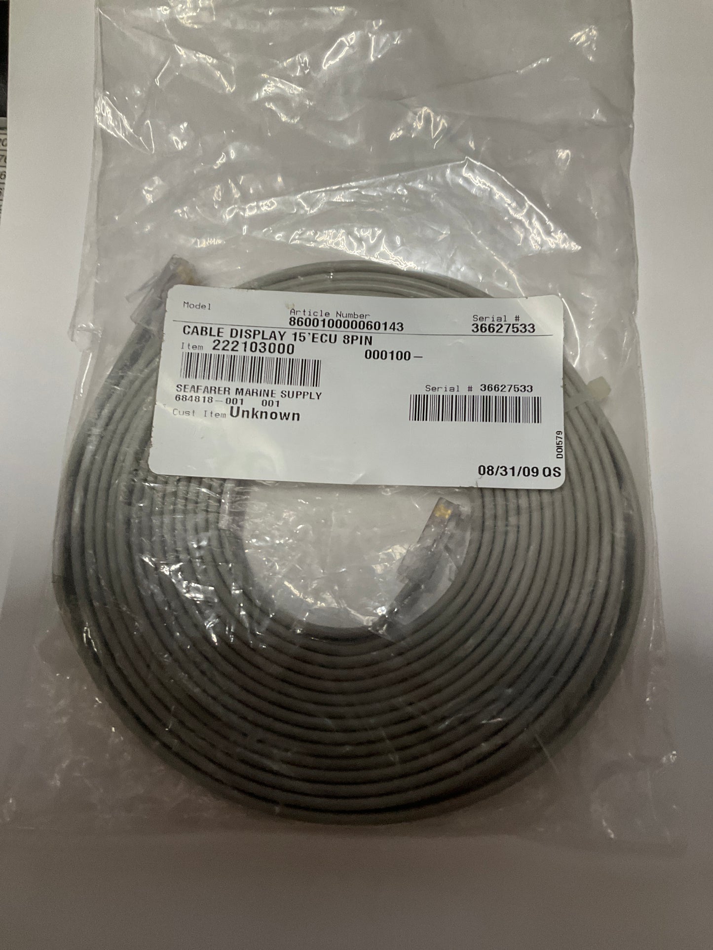 15' Display Cable, 8 Pin 222103000 (Closeout)
