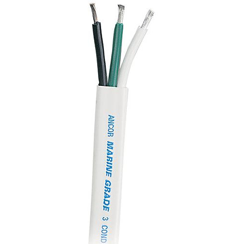 Ancor 131510 Marine Grade® Tinned Triplex Cable, Black/Green/White Conductors, 14/3 AWG, White Jacket