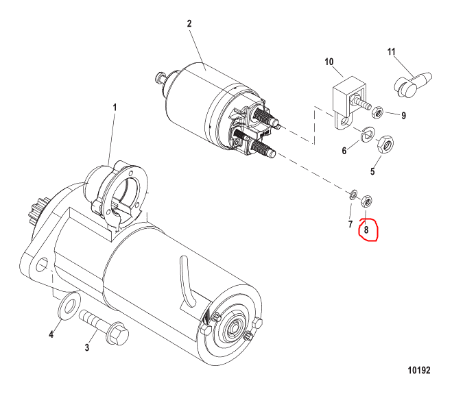 Nut, Starter Motor, Quicksilver 806949