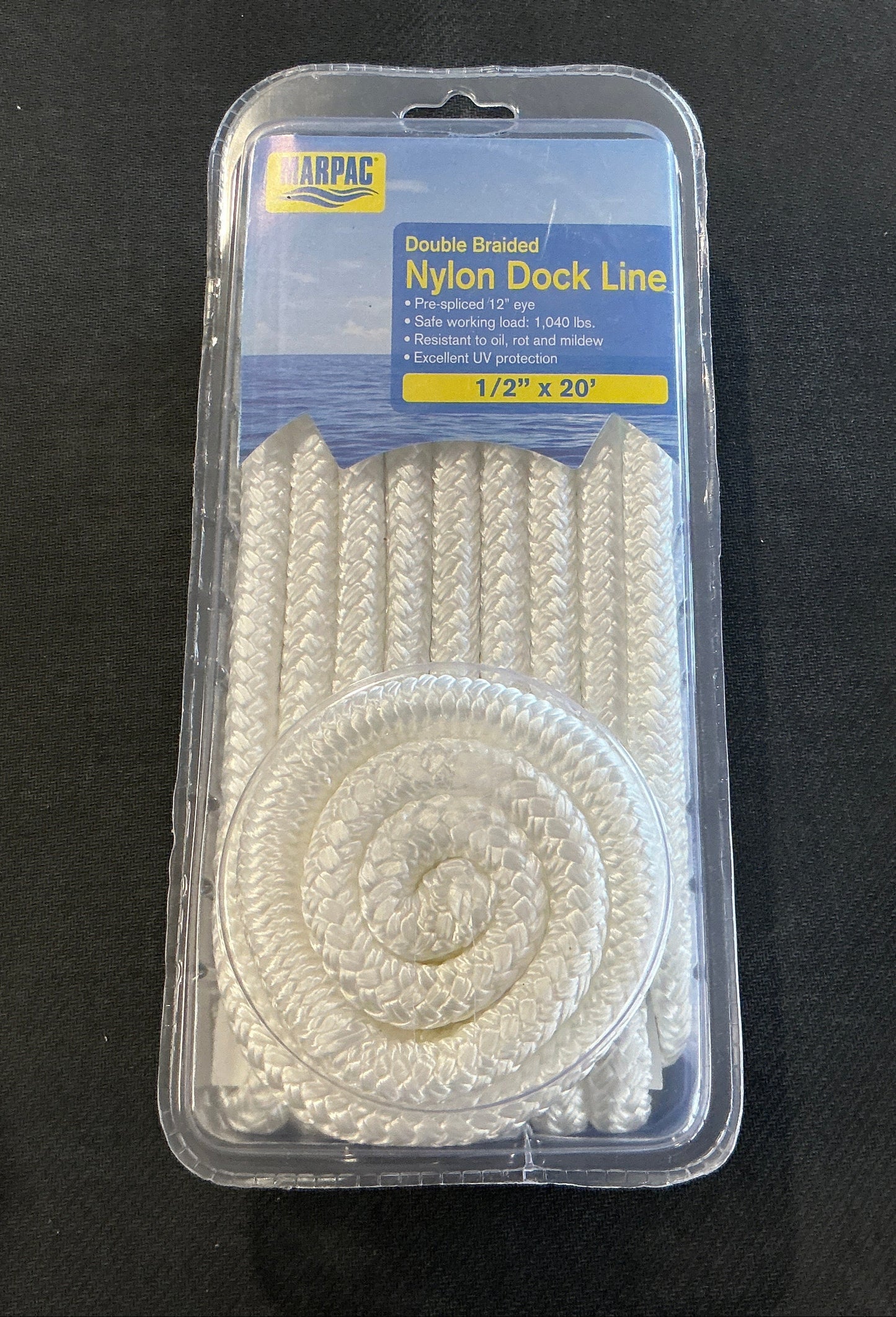 Nylon Dock line Braid 1/2 X 20 White