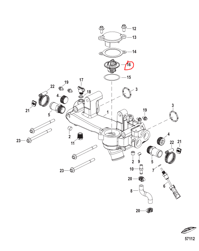 Thermostat 140 degree, Quicksilver 8M0089715