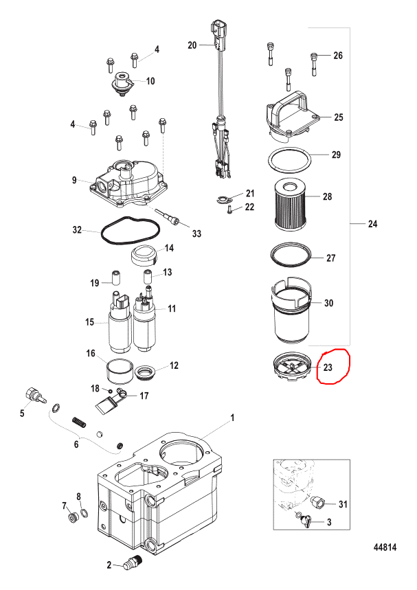 Quicksilver Gen III Cool Fuel Filter 35-8M0204703