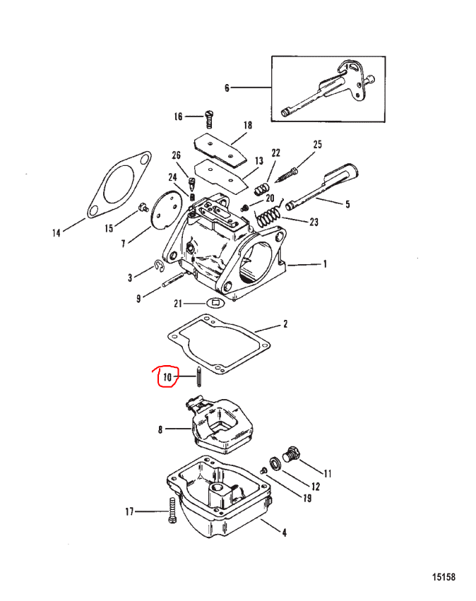 Carburetor Inlet Needle - Mercury, Mariner 30-125hp, 1395-9595