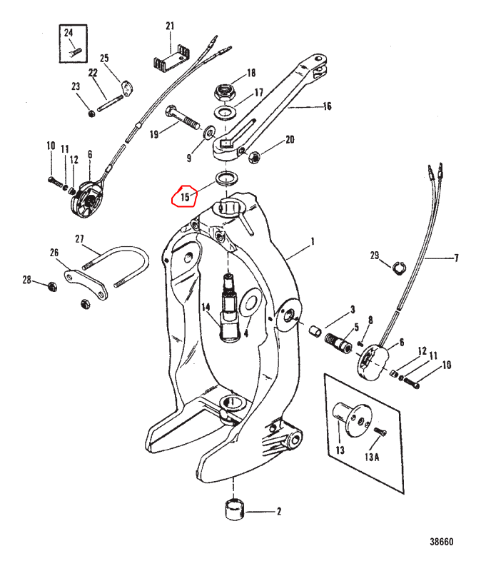 Washer, Lower, Steering Lever, Quicksilver 98548