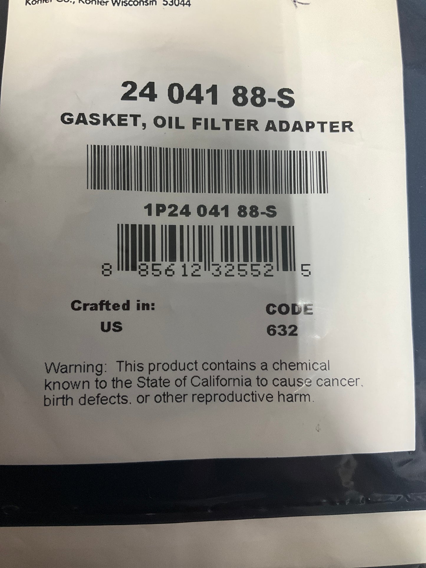 Kohler 24 041 88-S Oil filter adapter gasket