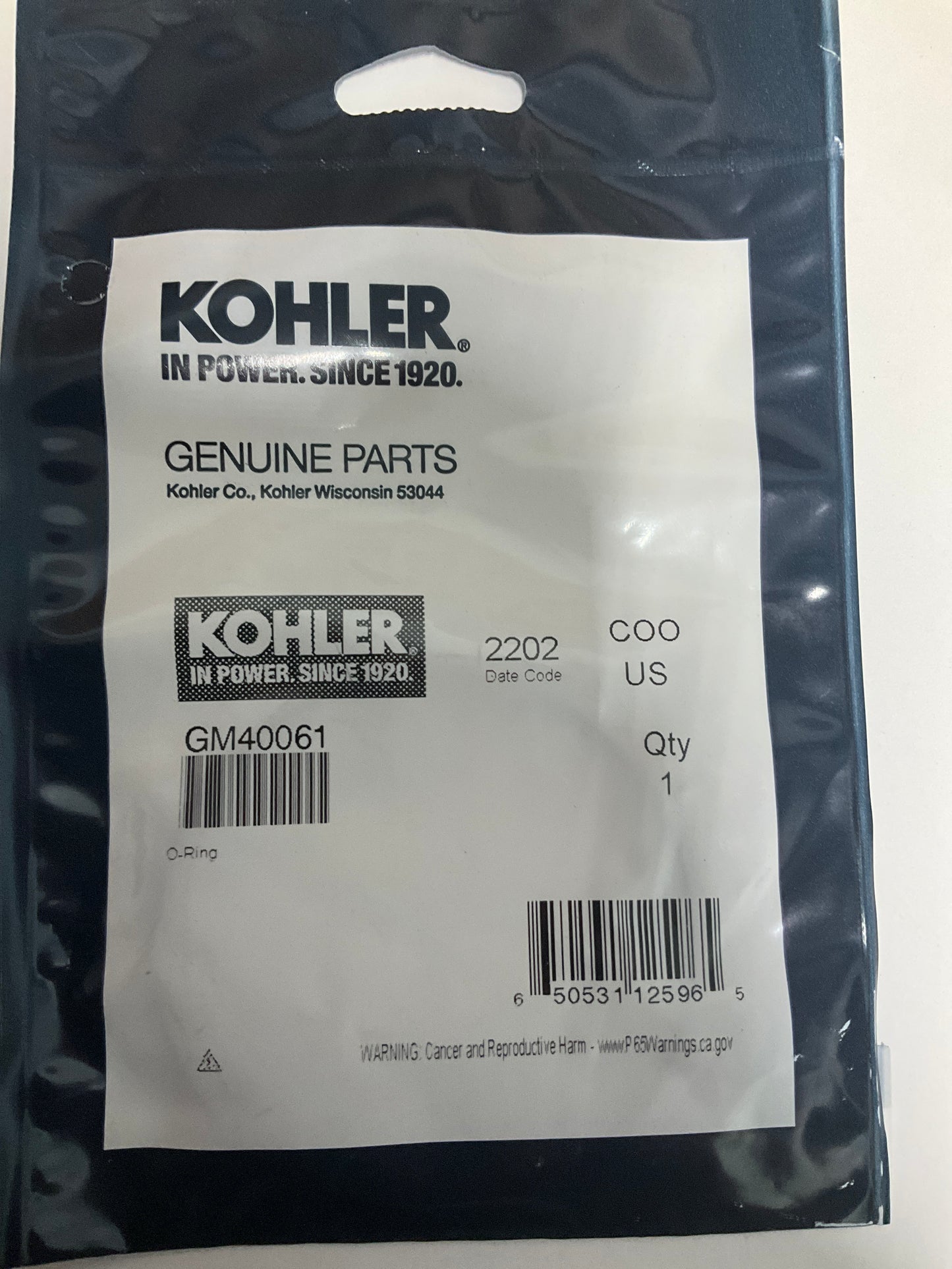 Kohler GM40061 ECD Catalyst O-ring