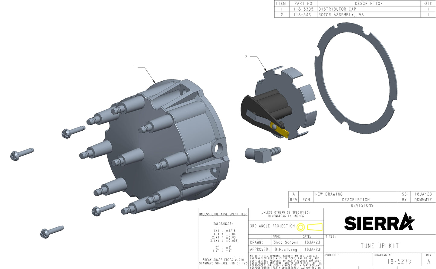 Sierra 18-5273 Thunderbolt 8 cyl cap/rotor kit