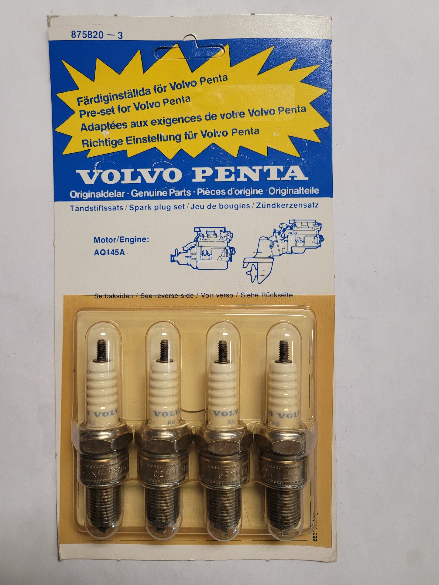 Spark plugs 4pk, Vintage, (NOS) Volvo 875820