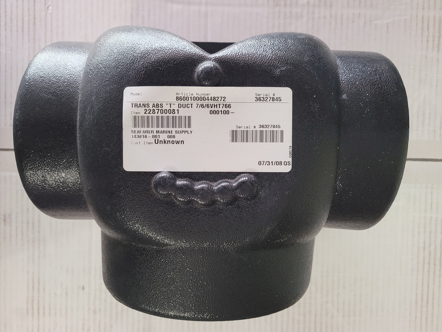Trans ABS "T" Duct 7/6/6 Marine Air 228700081