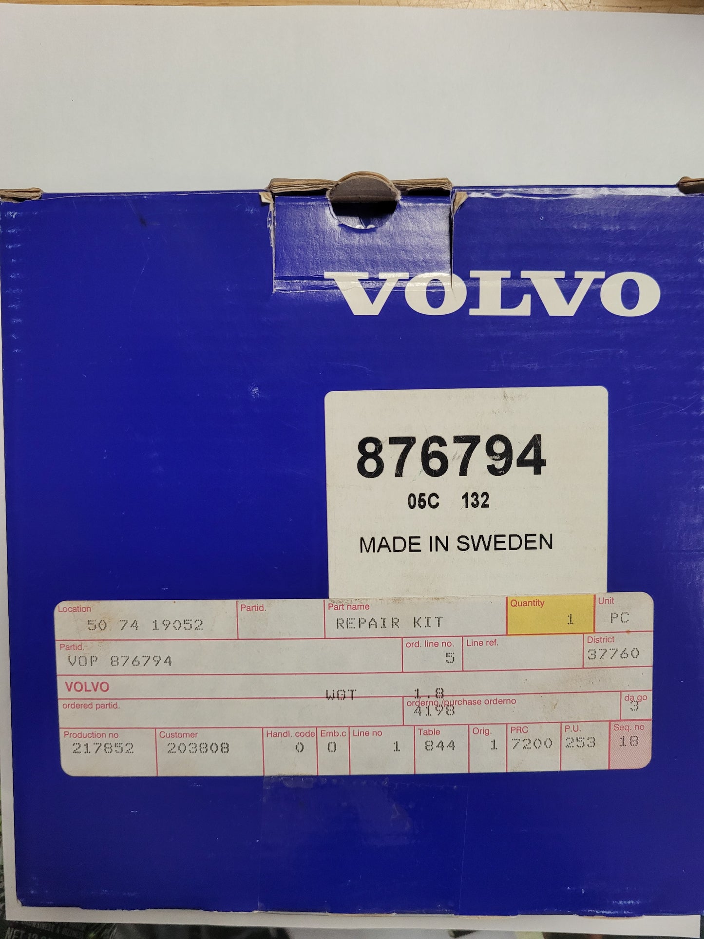 Repair Kit, (NOS) Volvo 876794
