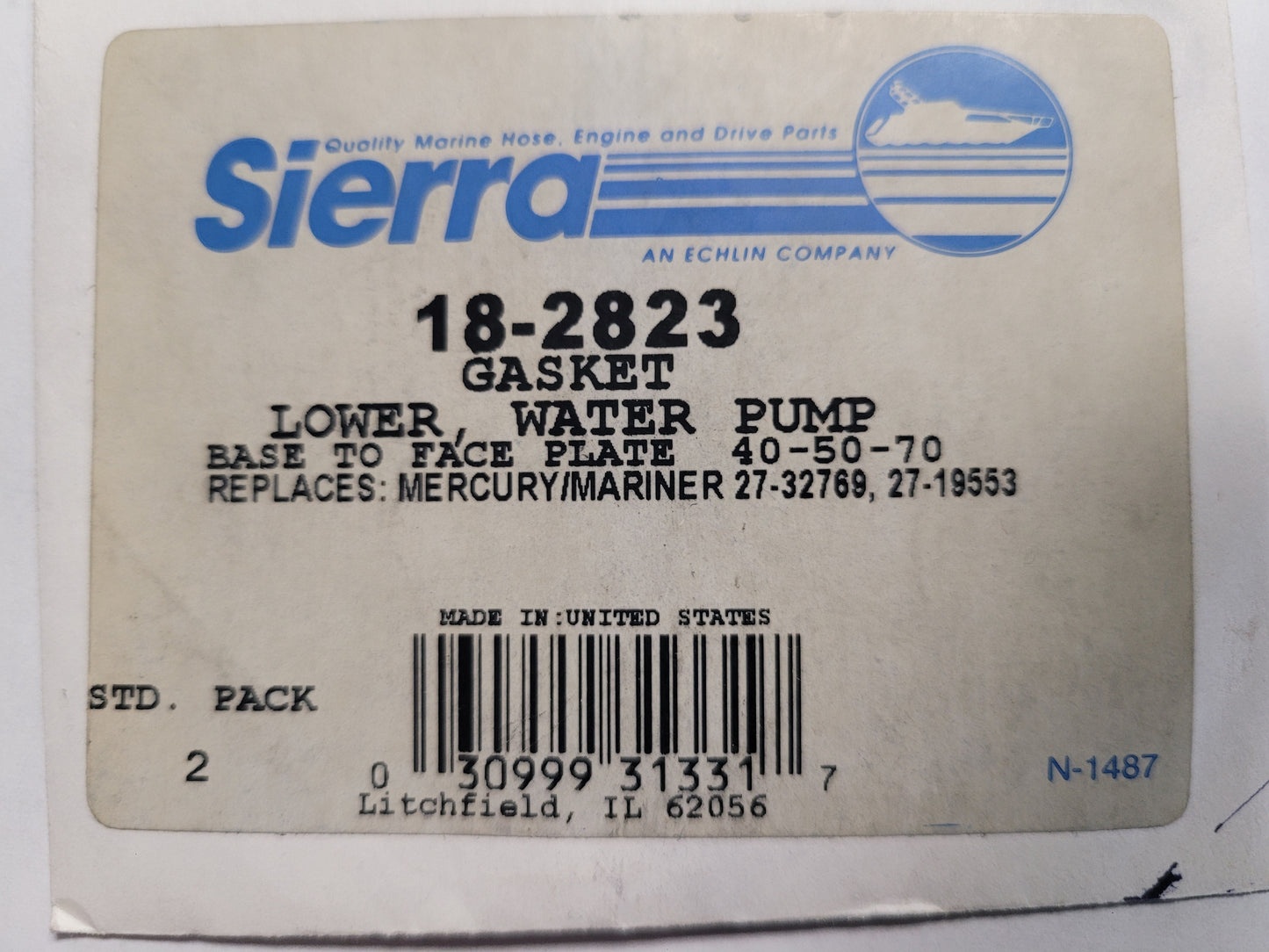 Gasket, Lower Water Pump, Sierra 18-2823
