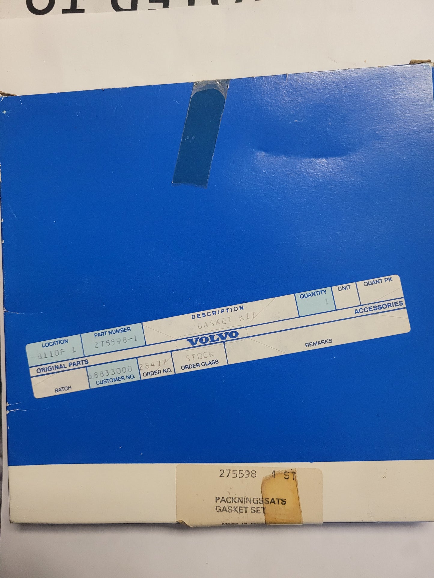 Gasket Kit, Vintage, (NOS) Volvo 275598