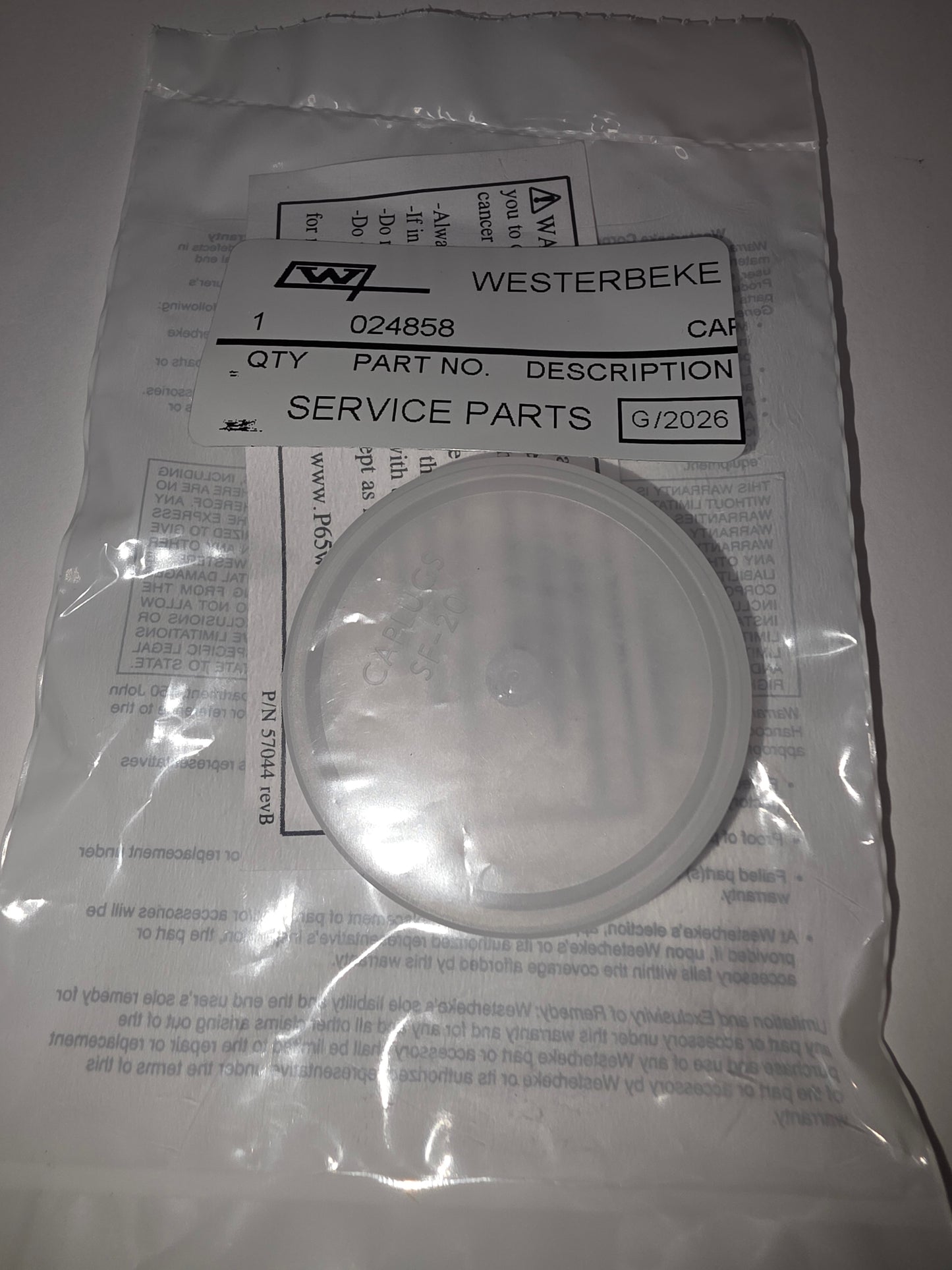 Westerbeke 24858 Coolant Recovery Tank Cap