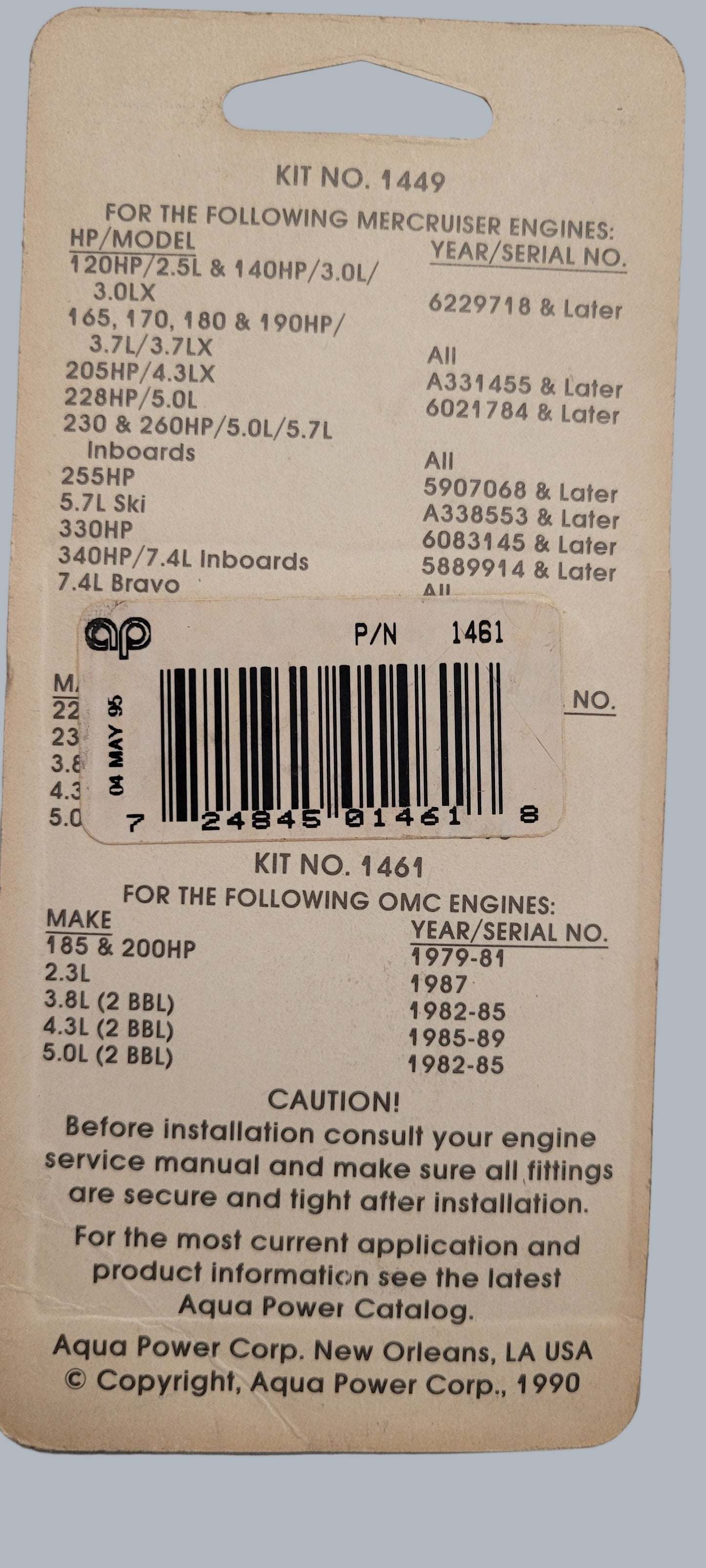 Fuel Filter Pack, (NOS) Aqua Power 1461