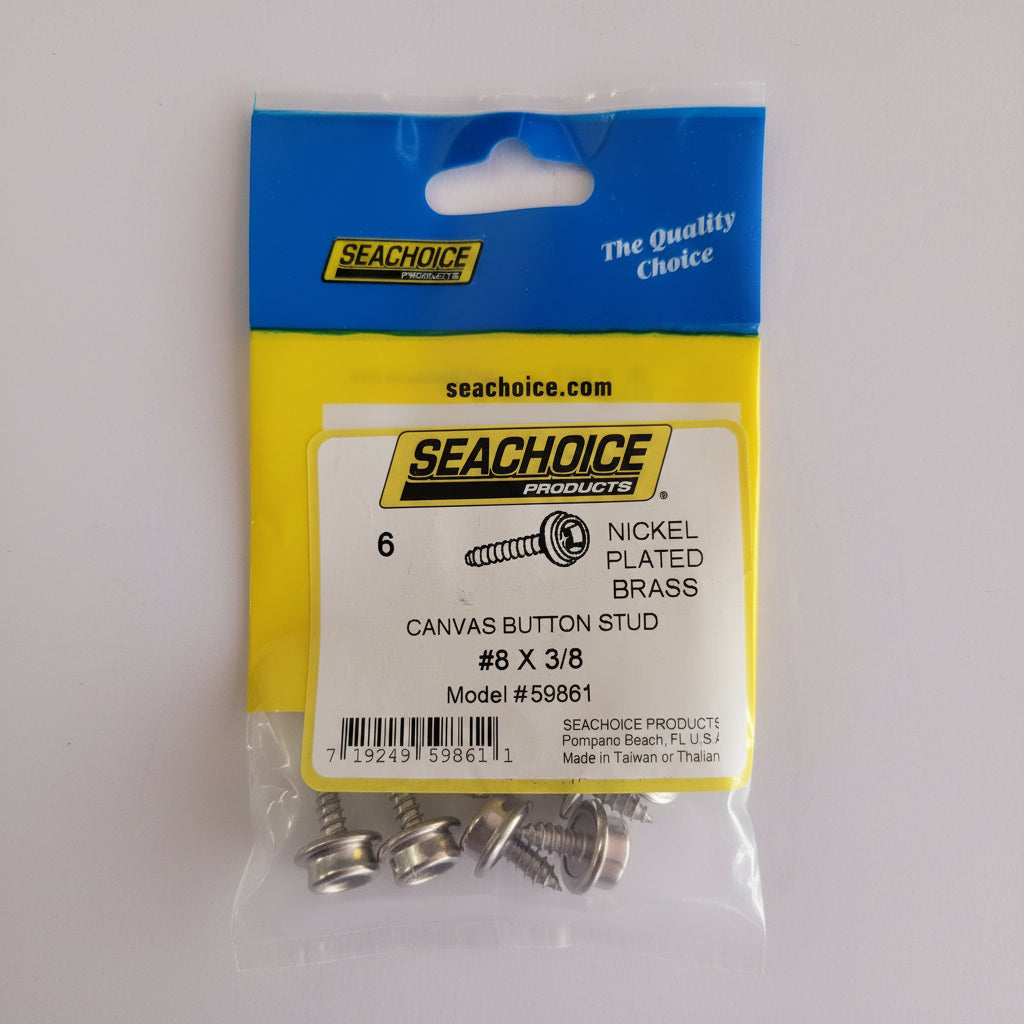 Seachoice 59861 Stainless Steel Button Stud With Tapping Screw #8 x 3/8", Qty. 6