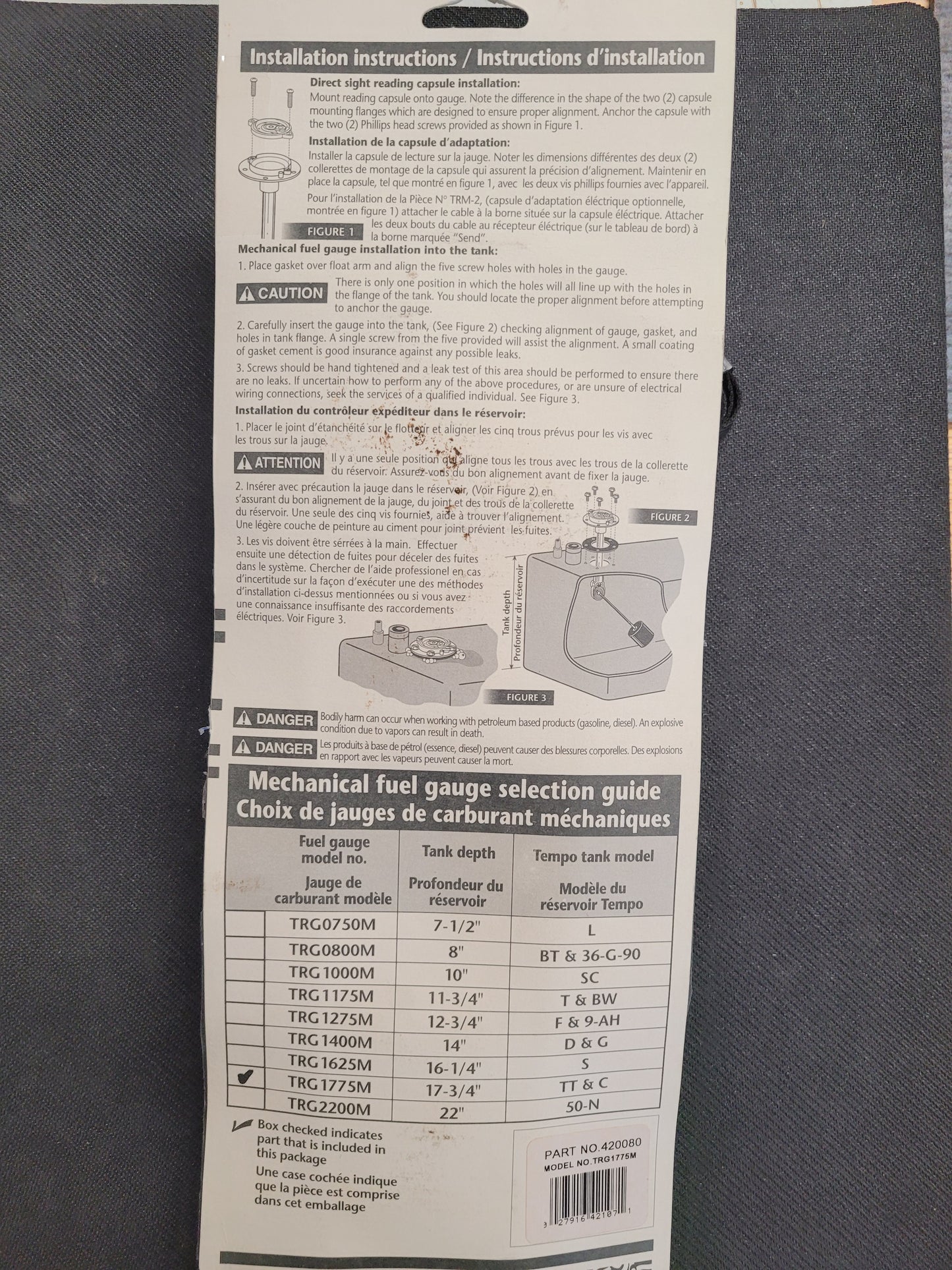 Fuel Level Sender 17-3/4" Tempo 420080