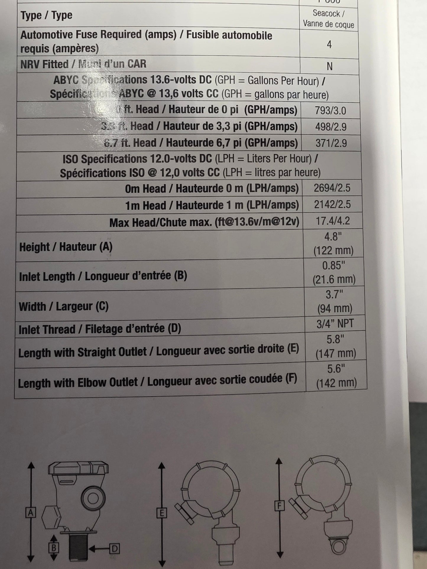 Attwood Tsunami Mk2 T800 Aerator 12V 3/4" NPT Inlet