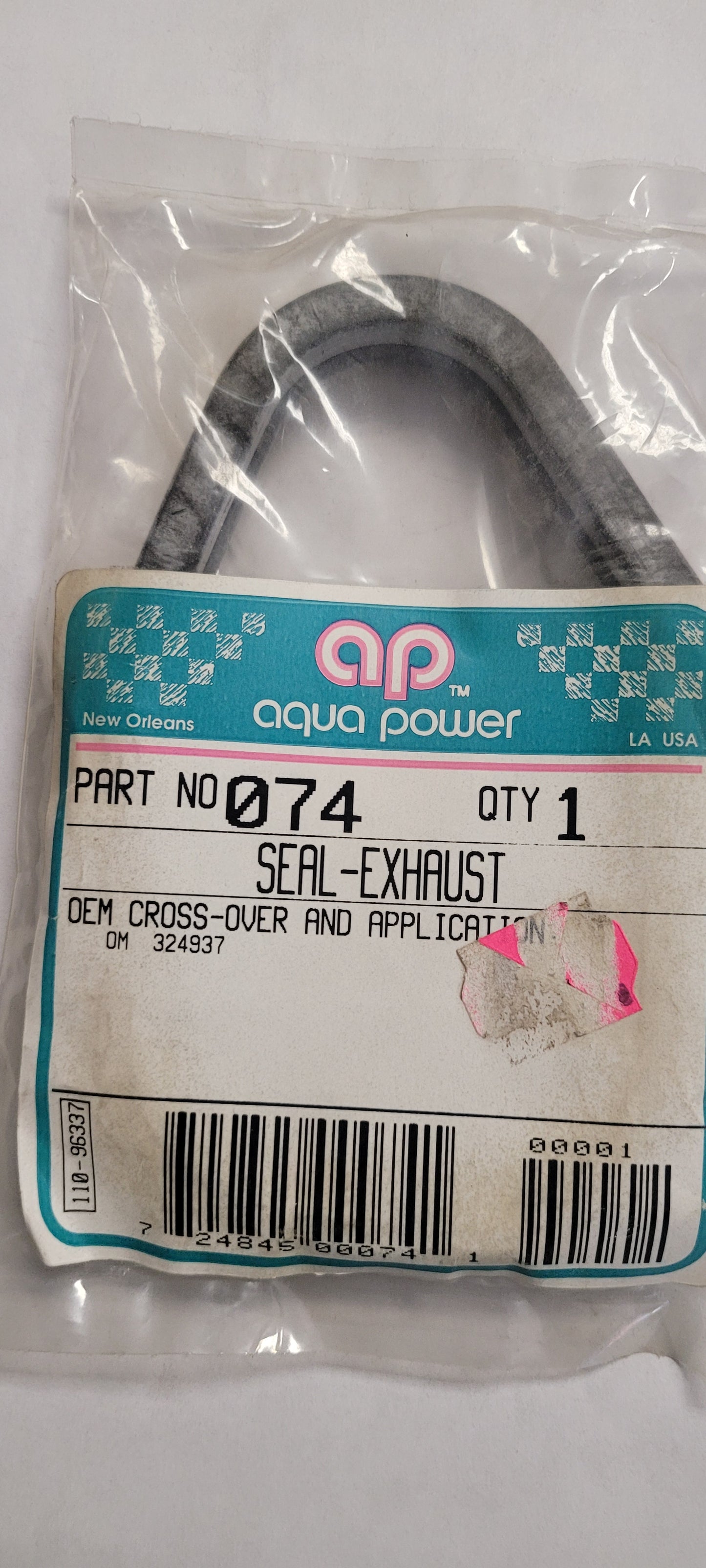 Exhaust Leg Seal, Vintage, (NOS) Aqua Power 074, Sierra 18-2537, Omc 324937