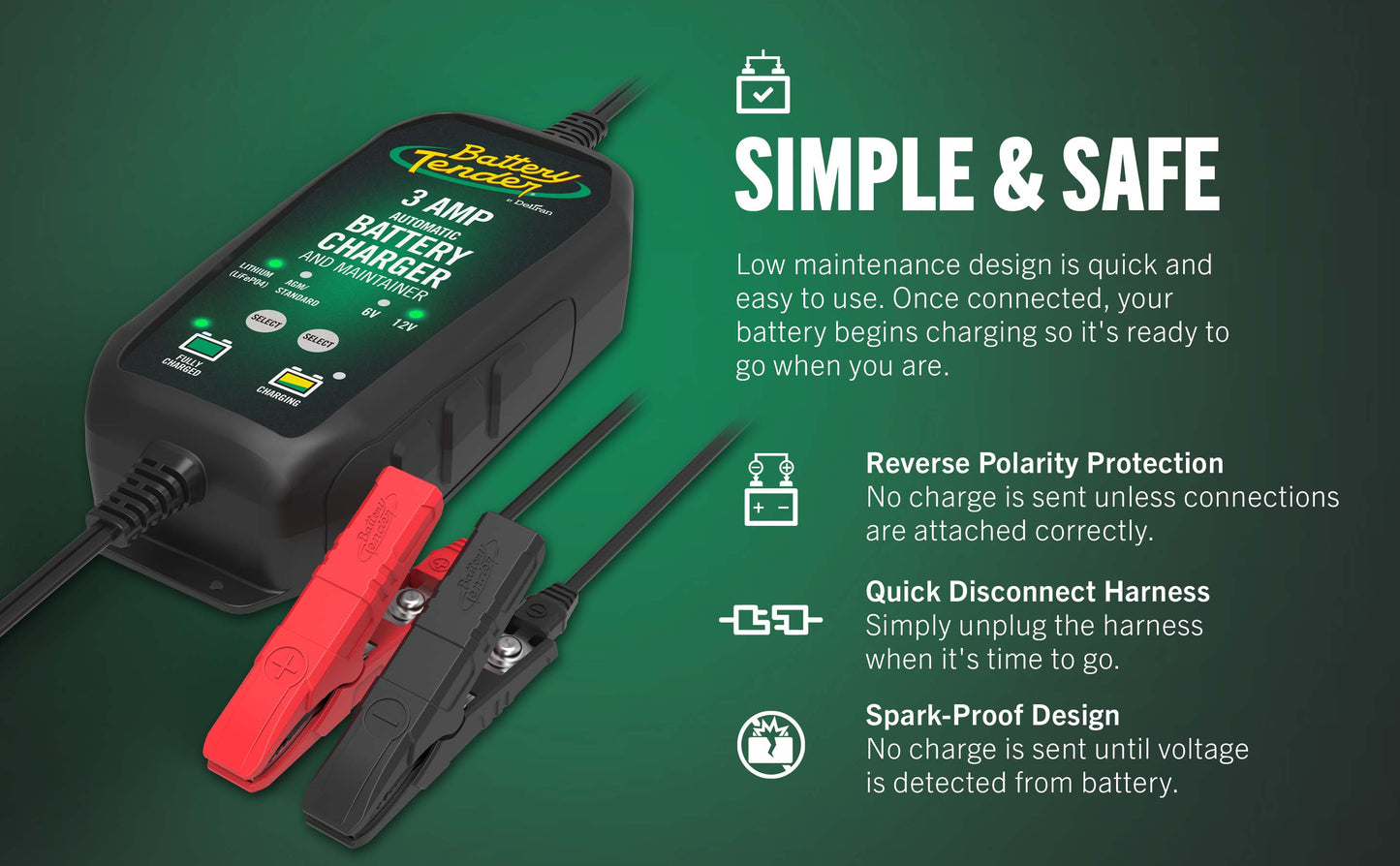 3 AMP Power Tender® 12V / 6V Switchable Battery Charger