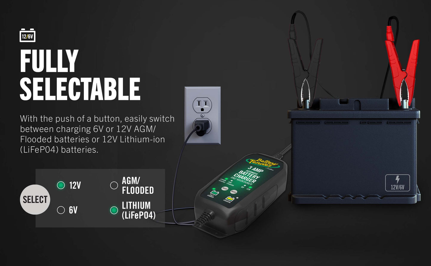3 AMP Power Tender® 12V / 6V Switchable Battery Charger